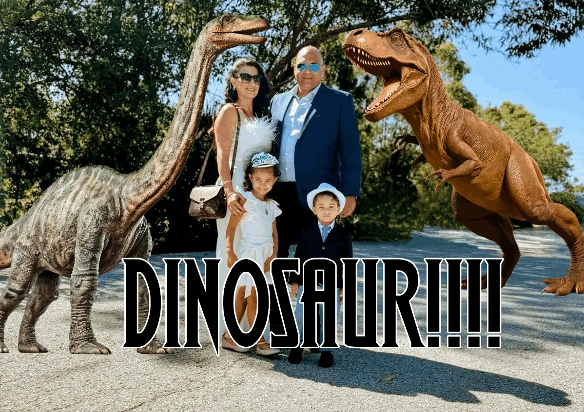 Me and my pet dinosaurs celebrating easter